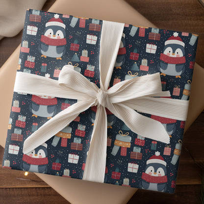 Cozy Penguin Prepares Winter's Cheer