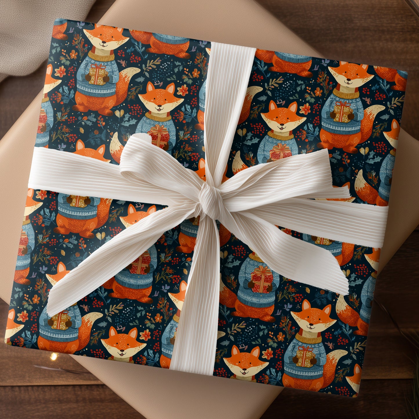 Festive Foxes Unwrap Winter's Joy