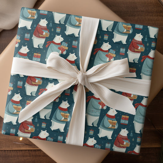 Polar Bears Wrap Gifts With Joy