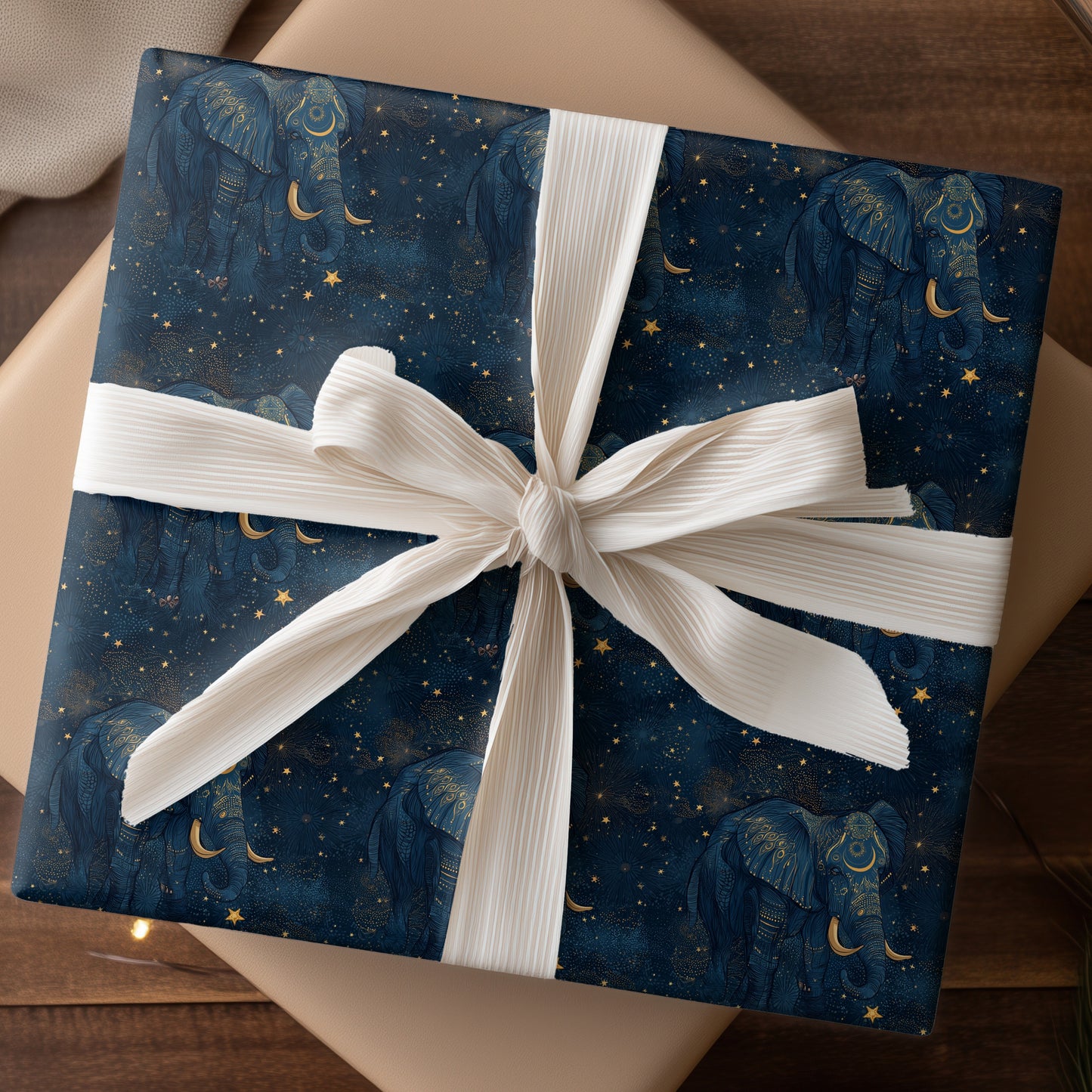 Celestial Elephant Walks Midnight Paths