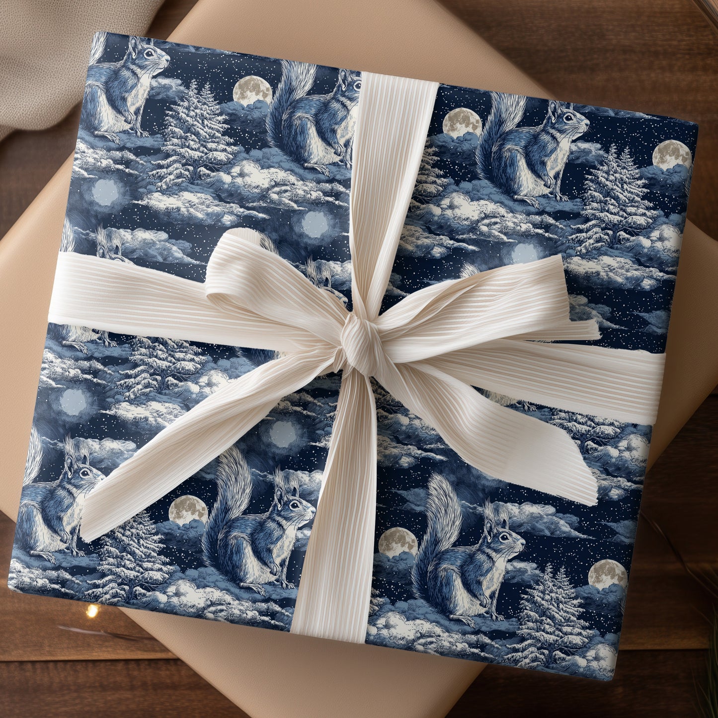 Midnight Squirrel Watches Winter's Symphony