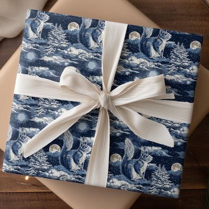 Midnight Squirrel Watches Winter's Symphony