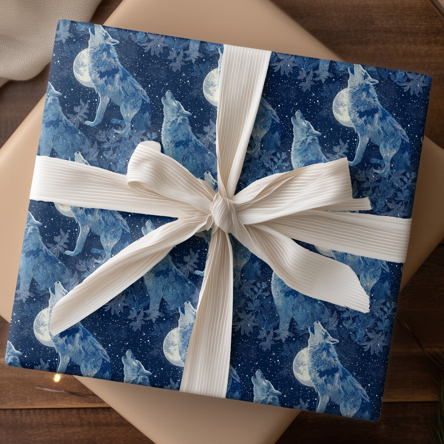 Lunar Howl Between Starlit Branches