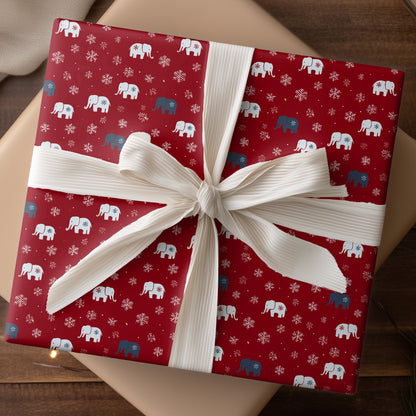 Elephants Dance Through Winter's Red