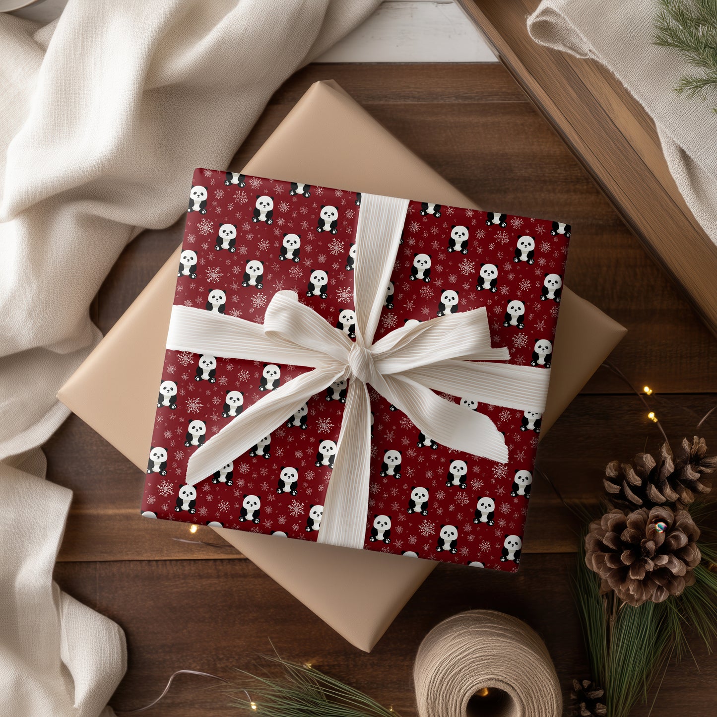 Winter Pandas in Crimson Wonderland