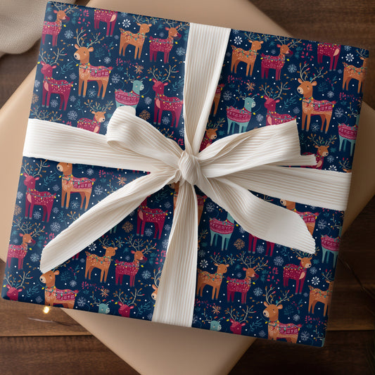 Festive Reindeer Dance Beneath Snowflakes