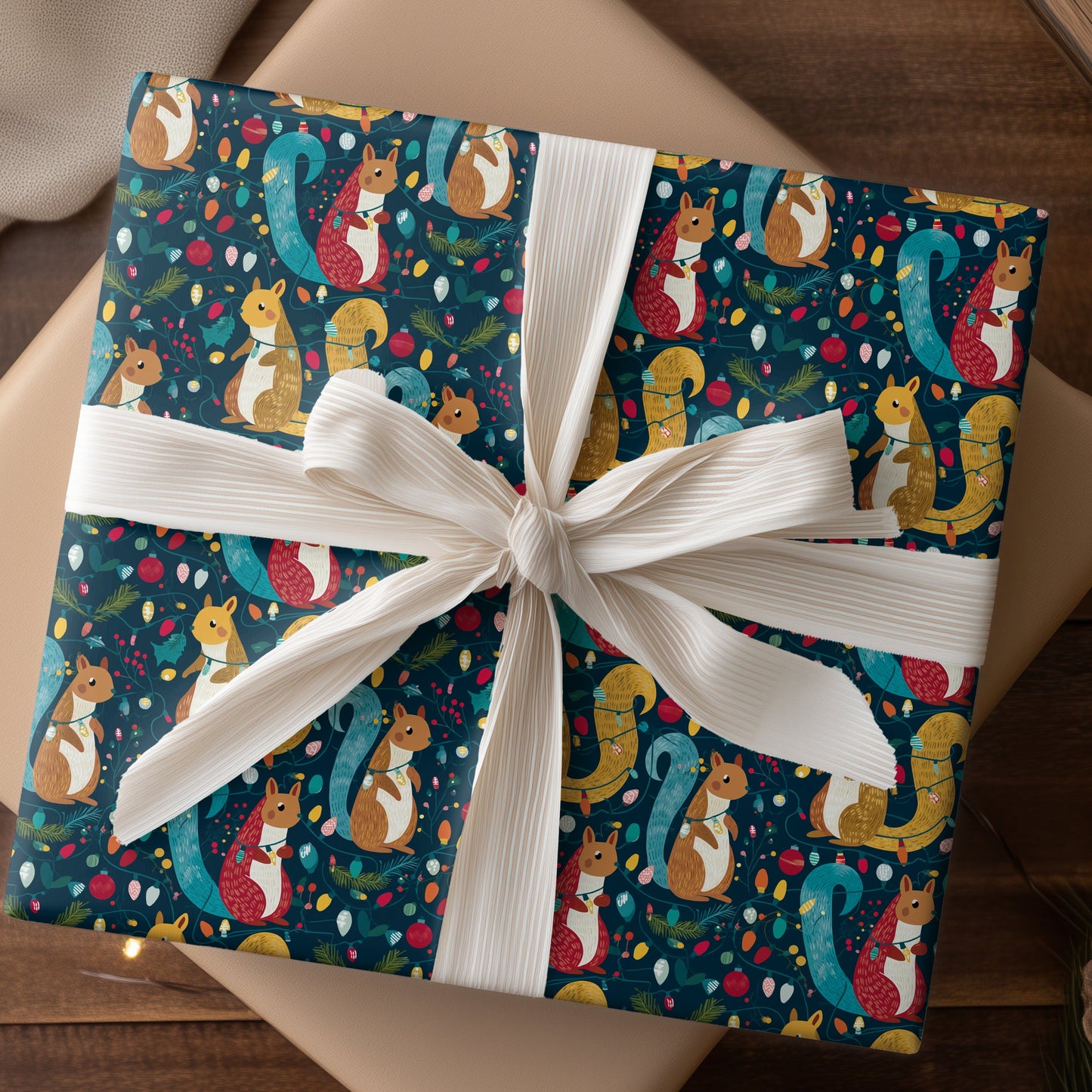 Festive Squirrels String Holiday Cheer