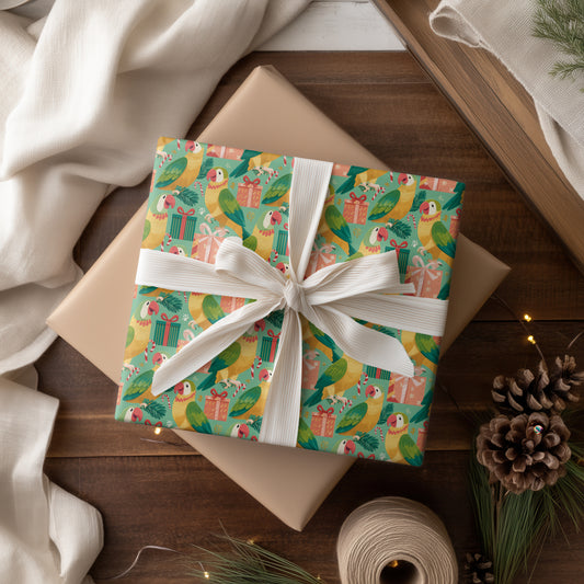 Parrots Unwrap Holiday Cheer