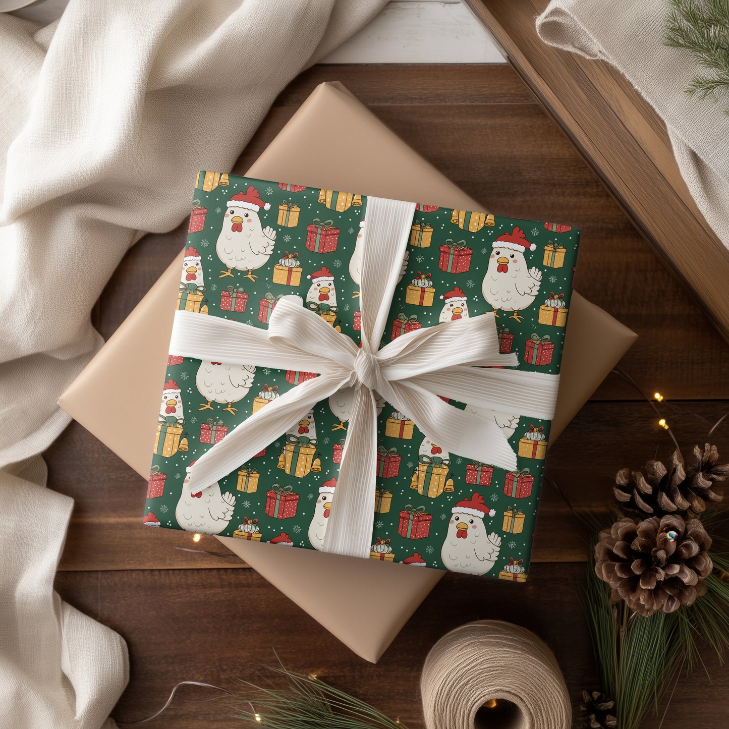 Festive Chickens Unwrap Holiday Cheer