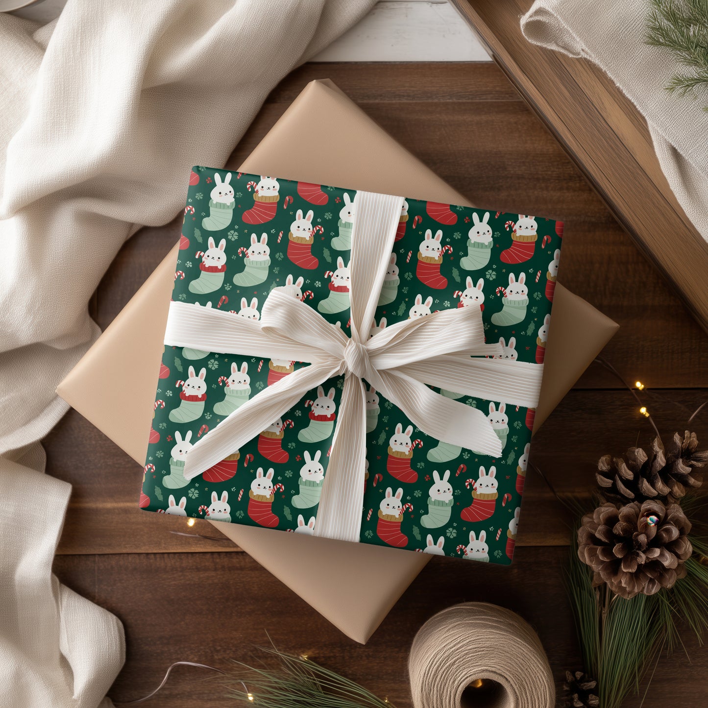 Cozy Bunnies Await Christmas Magic