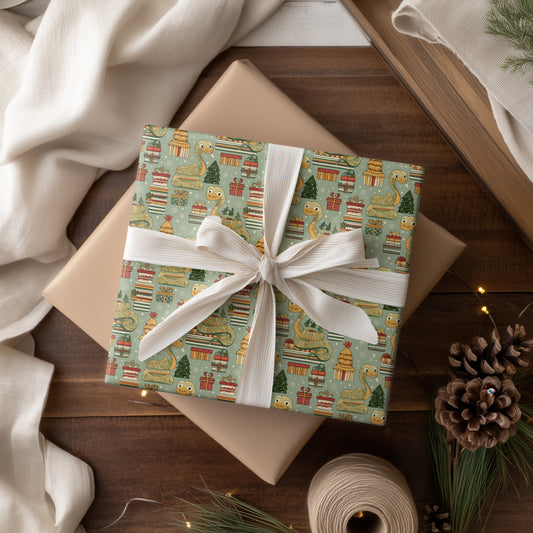 Serpents Wrap Gifts Under Snowfall