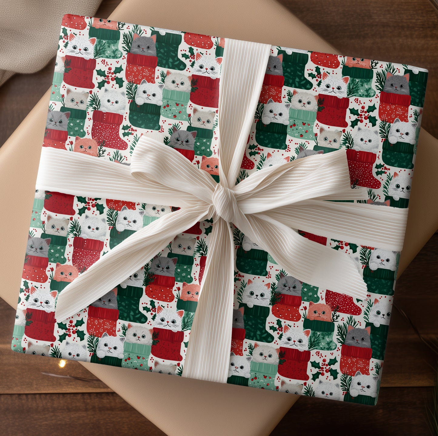 Cozy Cats Tucked In Holiday Socks