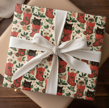 Festive Felines Peek From Stockings