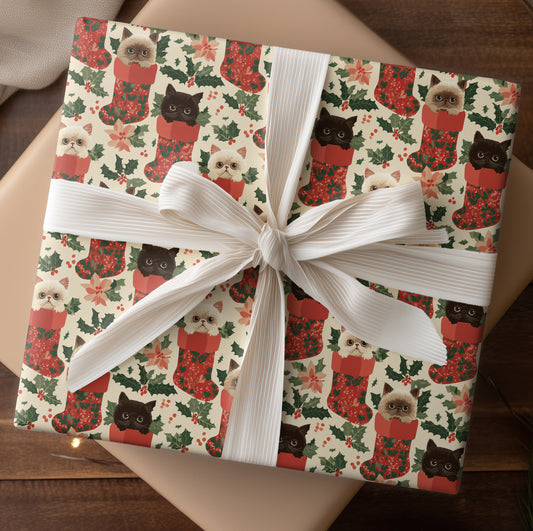 Festive Felines Peek From Stockings