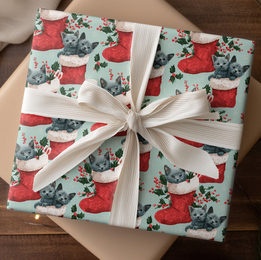 Kittens Peek From Christmas Stockings