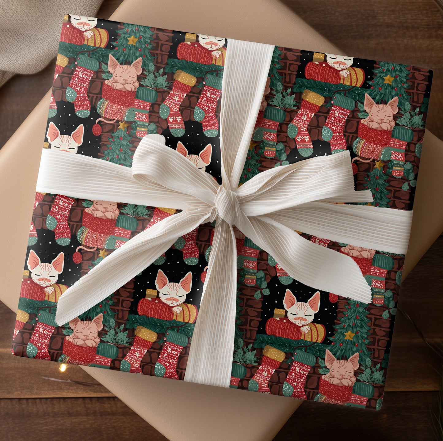 Purring Between Christmas Stockings