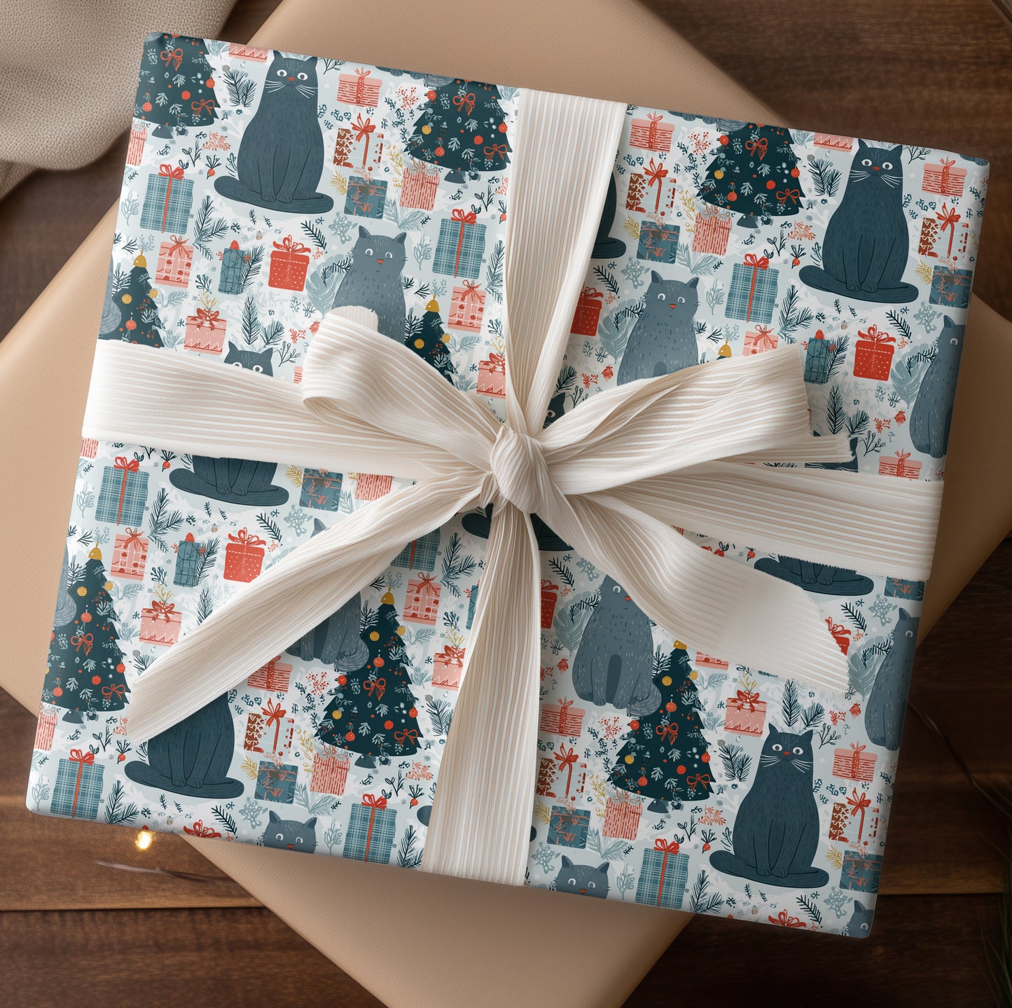 Festive Felines Between Wrapped Secrets