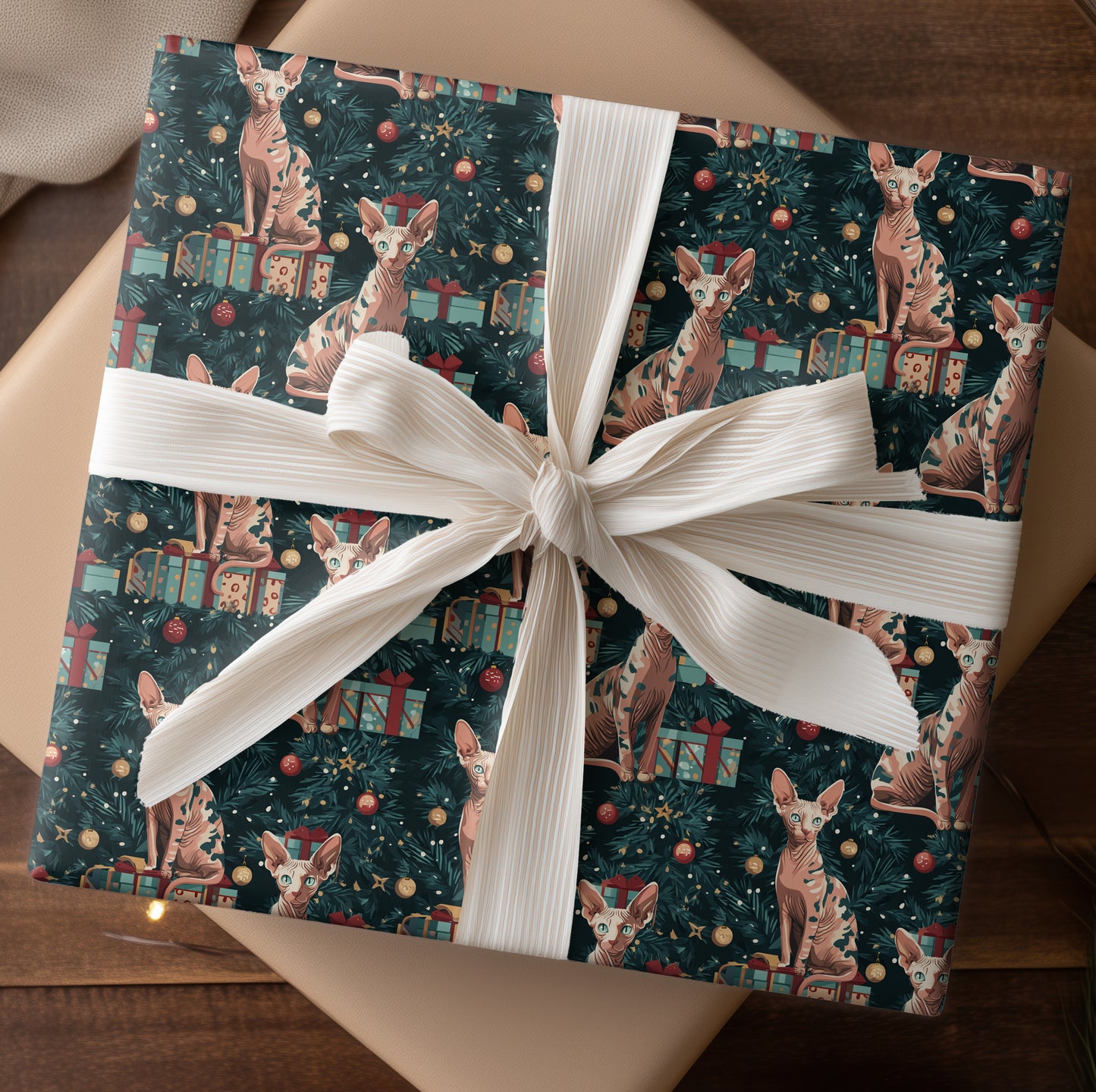 Naked Cats Unwrap Holiday Cheer