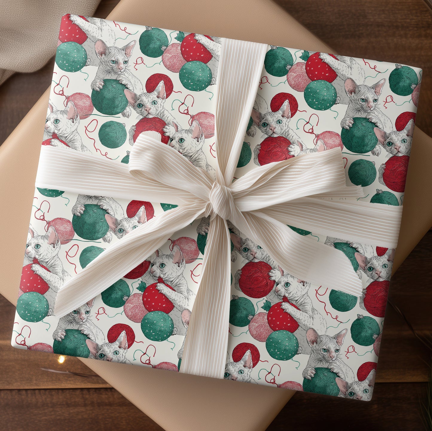 Playful Paws Amid Holiday Yarn