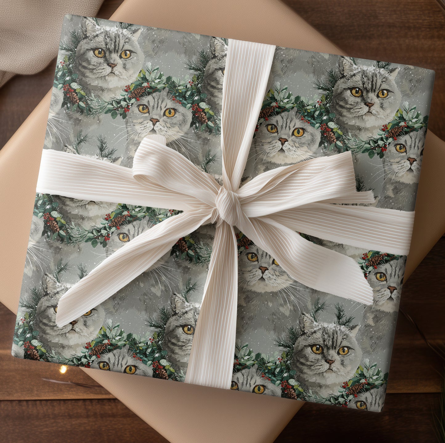 Winter's Feline Guardians Wear Evergreen