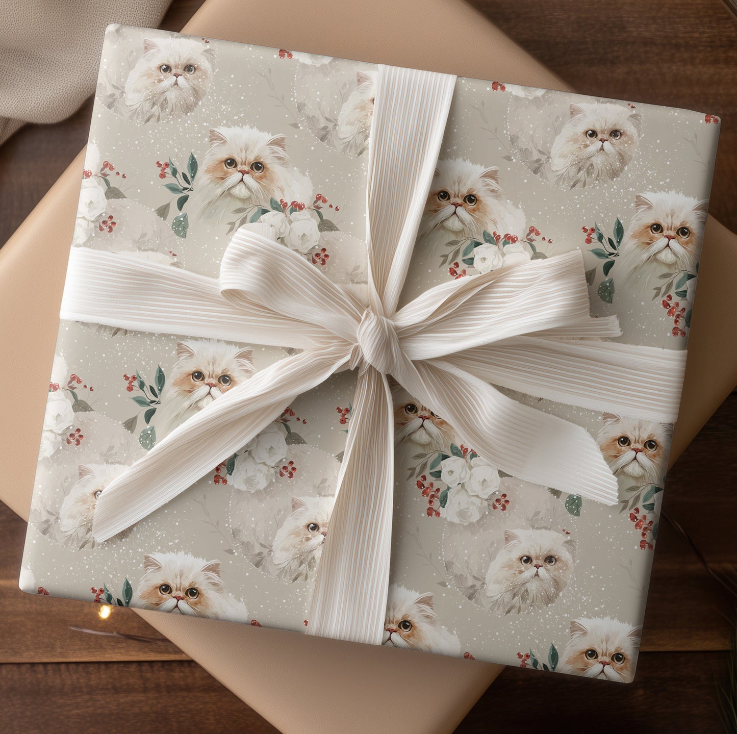 Ethereal Felines Amid Winter Roses