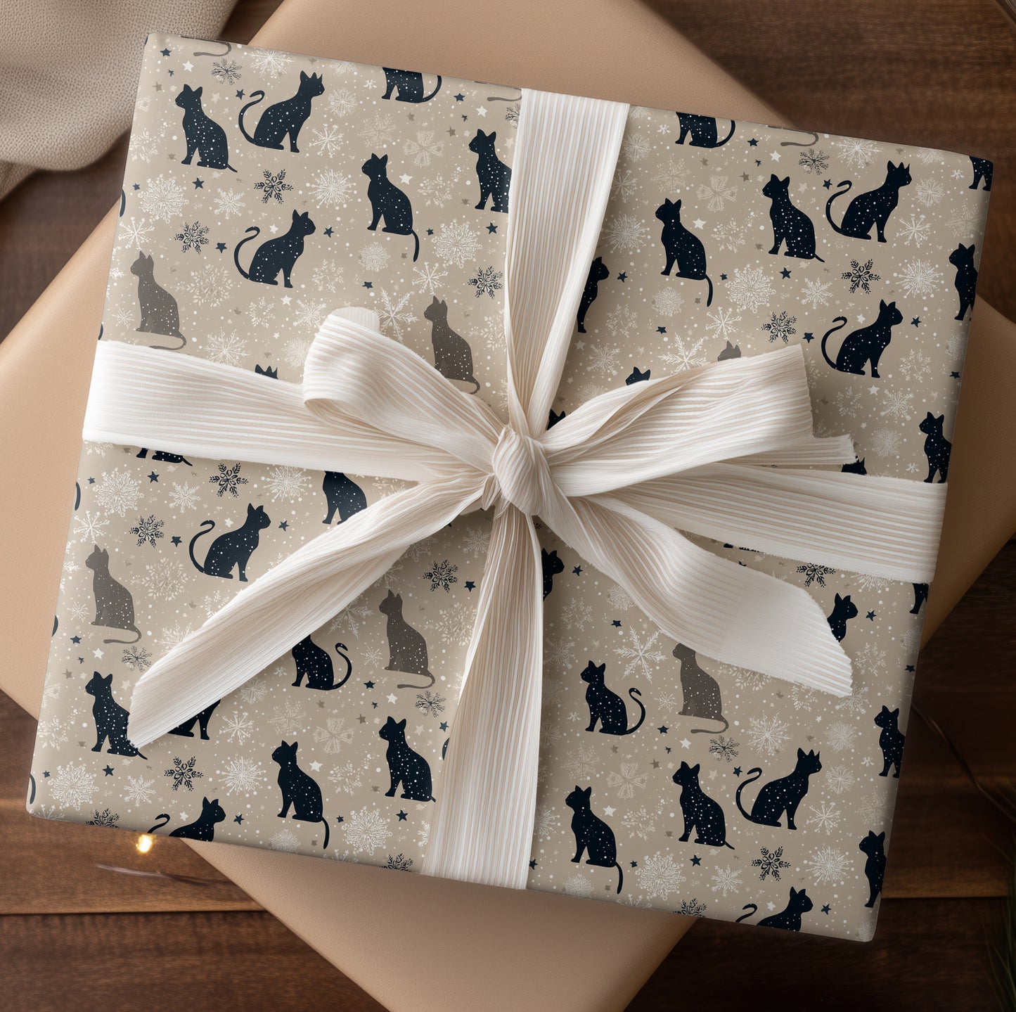 Midnight Cats Dancing Through Snowfall