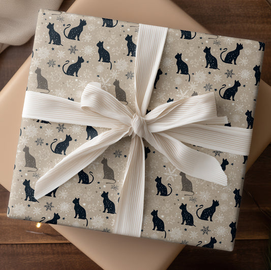 Midnight Cats Dancing Through Snowfall