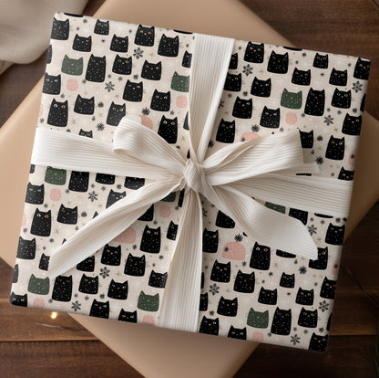 Midnight Cats Dancing Through Snow