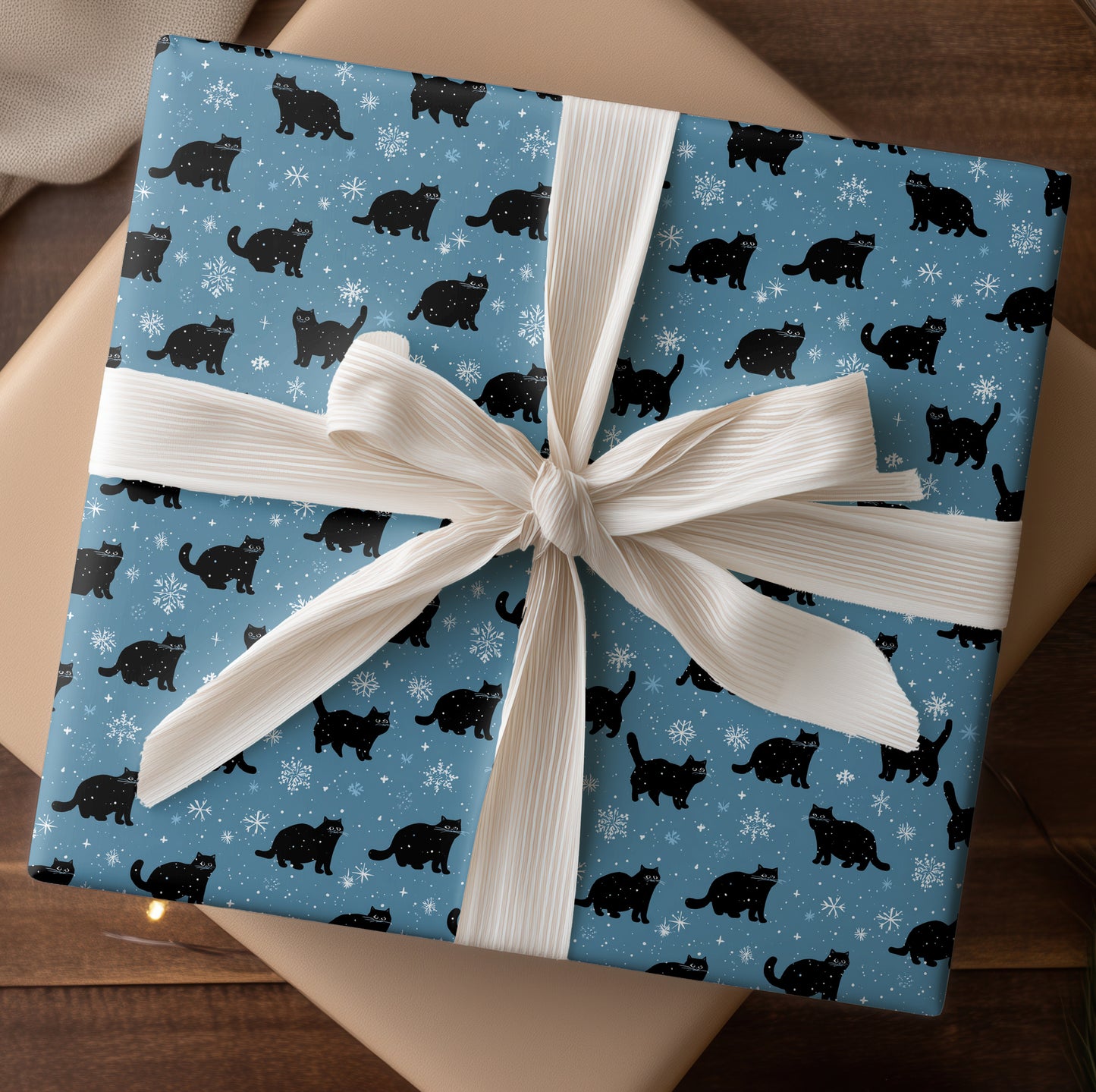 Midnight Cats Dance Through Snowfall