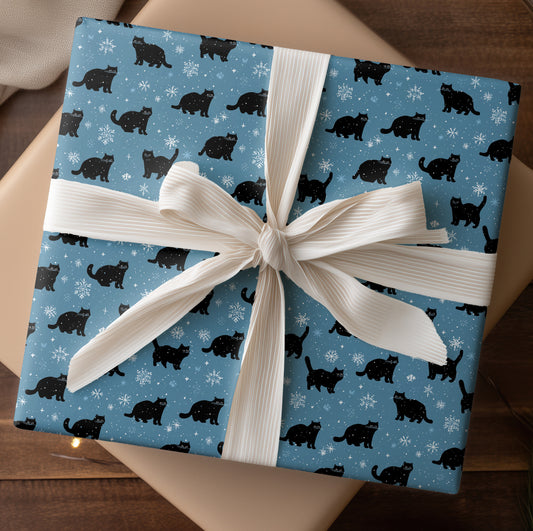 Midnight Cats Dance Through Snowfall