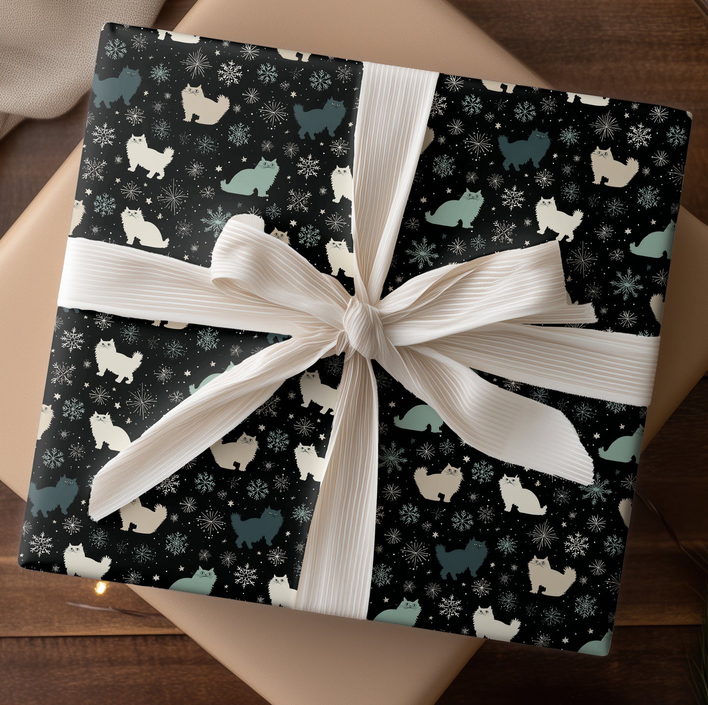 Midnight Cats Dancing Through Snowlight