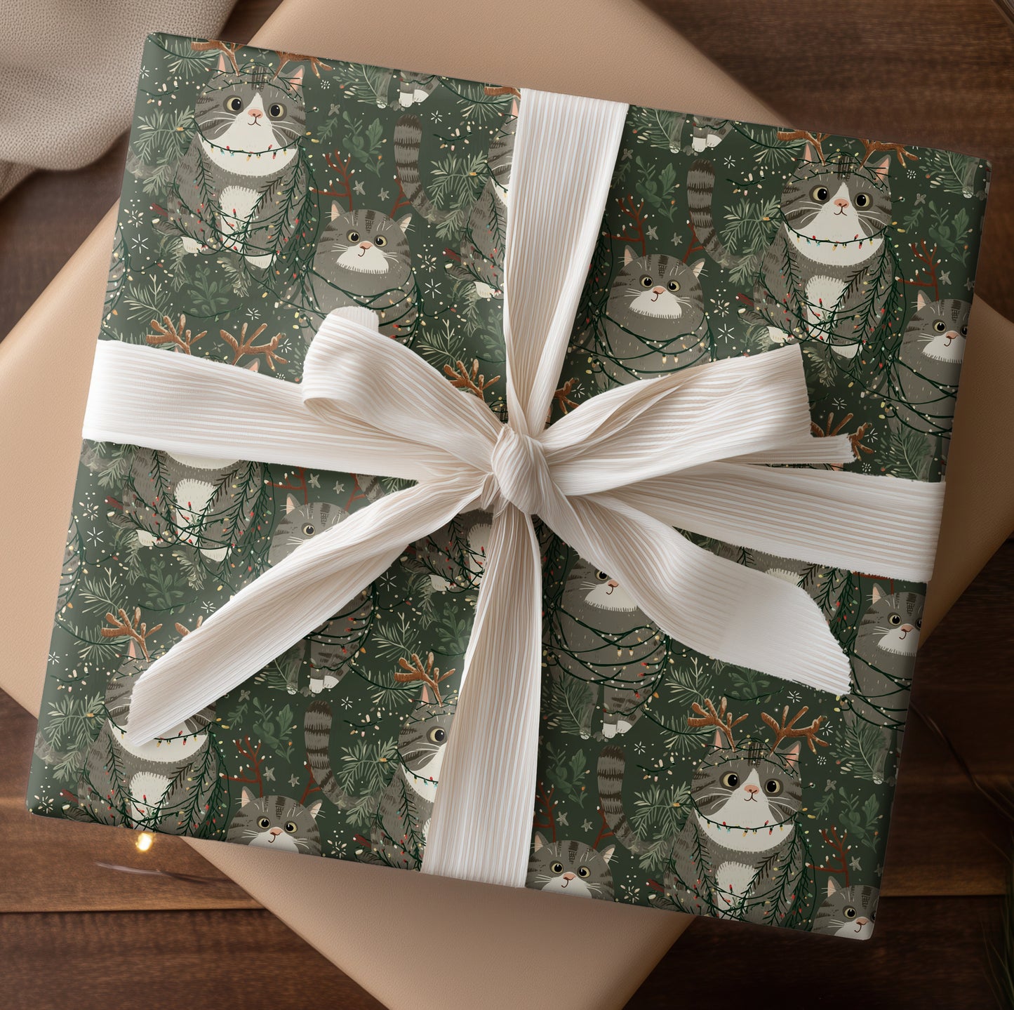 Festive Felines Dancing Through Evergreens