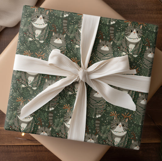 Festive Felines Dancing Through Evergreens