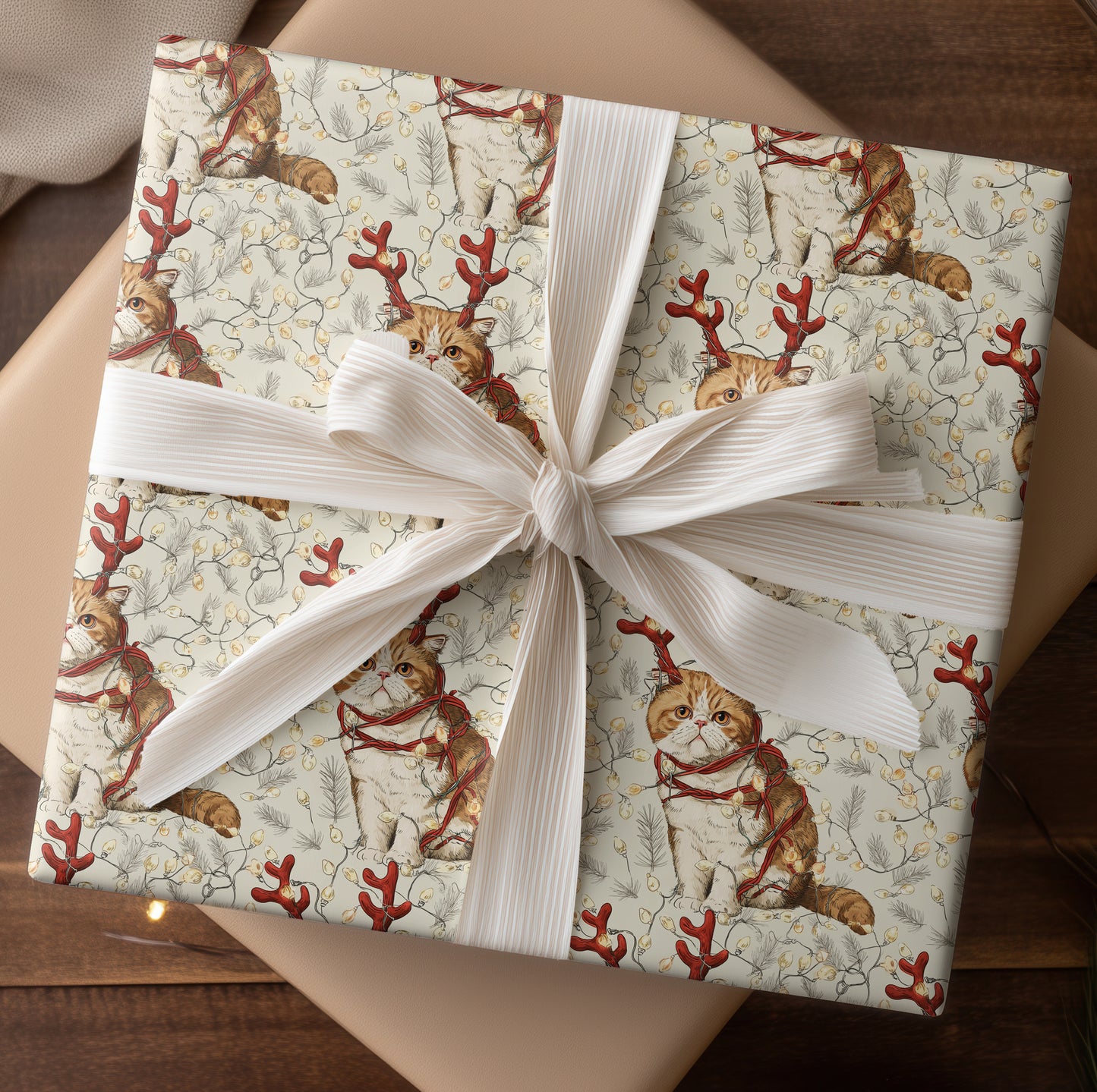 Twinkling Cats Amid Holiday Charm