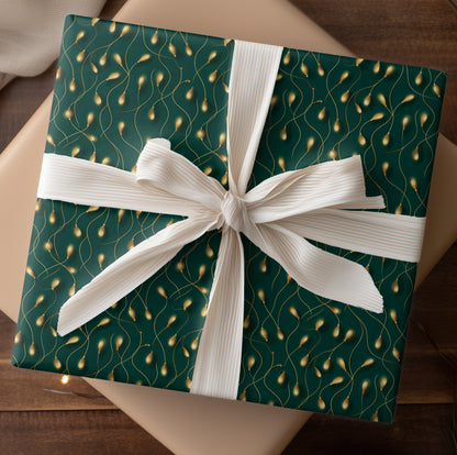 Golden Threads Dancing Midnight Green