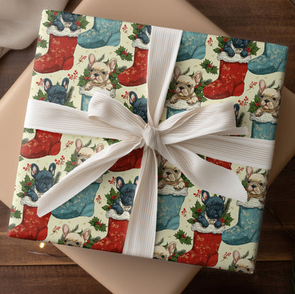 Mischievous Bulldogs in Holiday Stockings