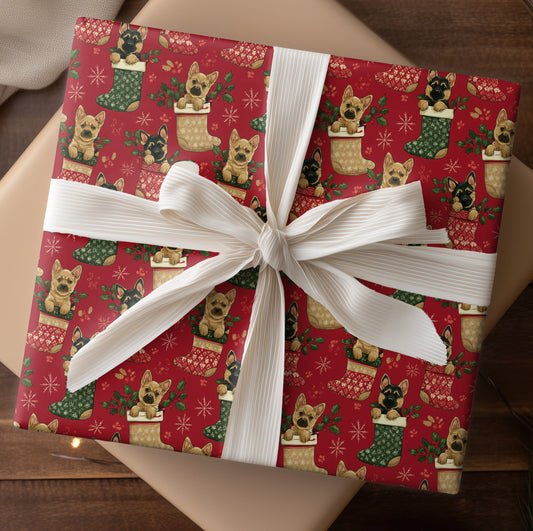 Puppies Peek From Christmas Stockings