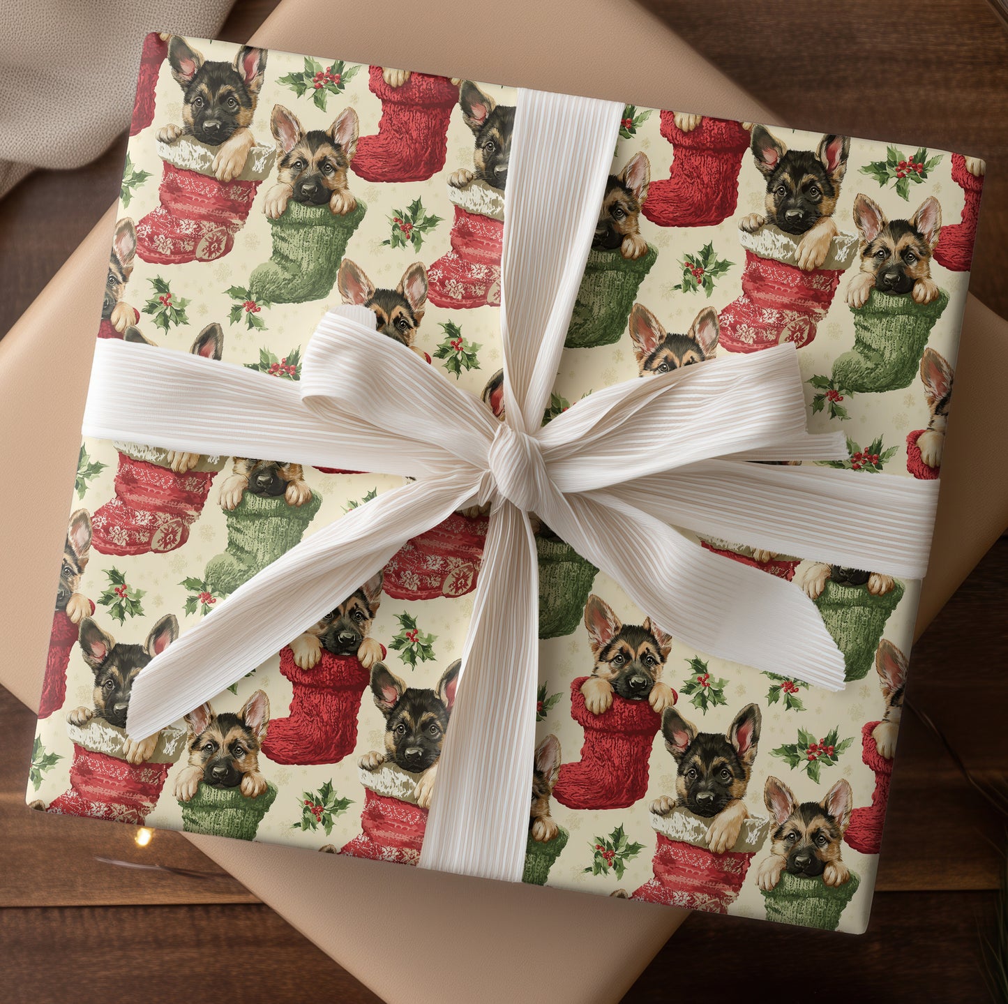 Puppy Paws Curled in Cozy Stockings