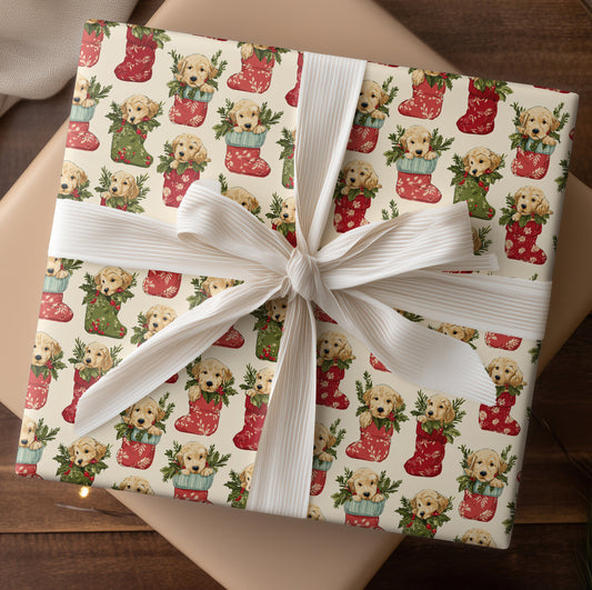 Playful Pups in Festive Stockings