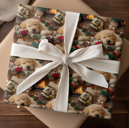 Puppy Dreams Near Crackling Flames