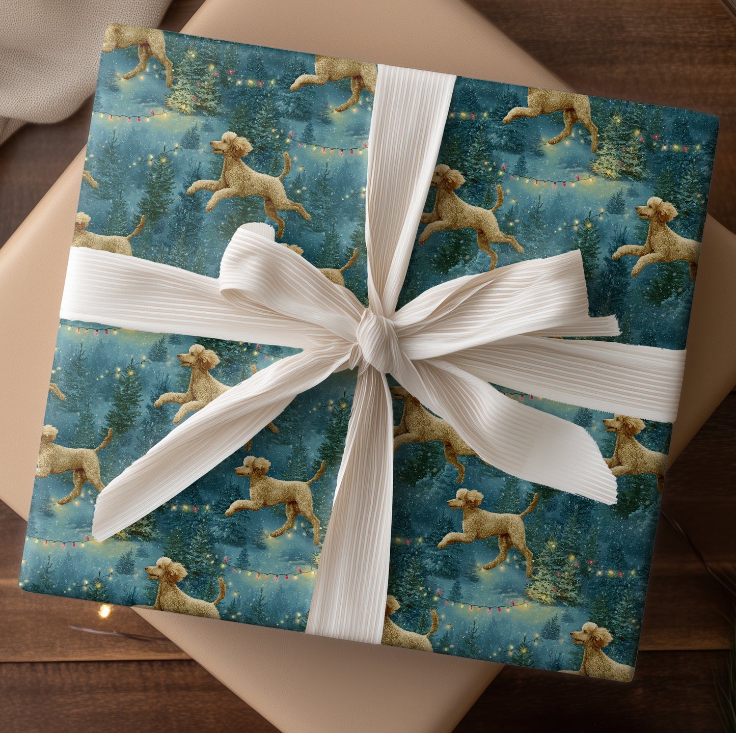 Festive Paws Dancing Through Snowfall