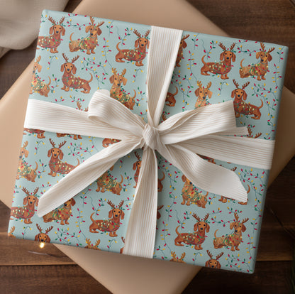 Jolly Dachshunds in Tangled Holiday Lights