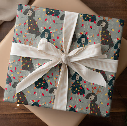 Festive Poodles Dancing Through Lights