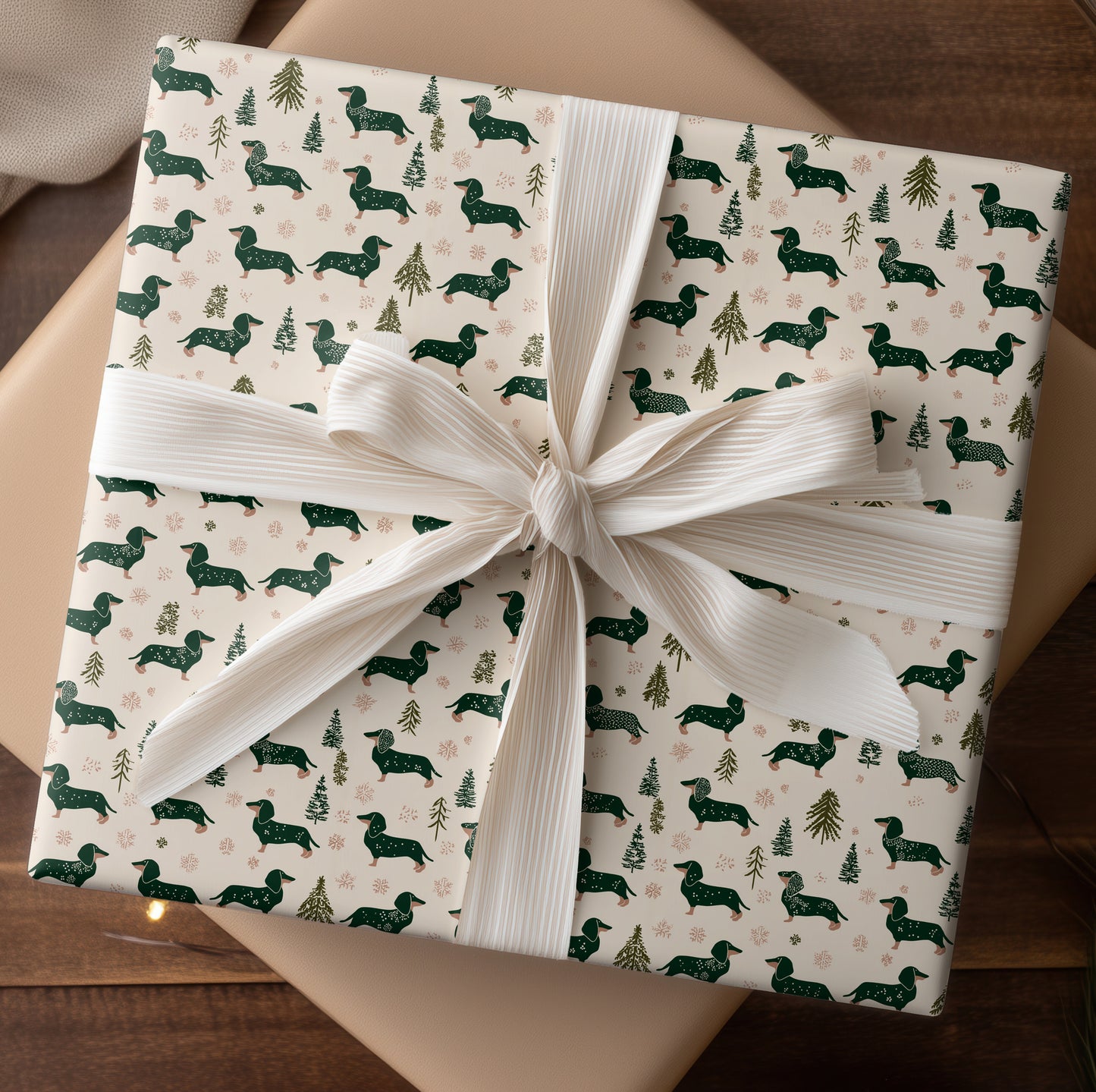 Dachshunds Dance Through Winter Pines