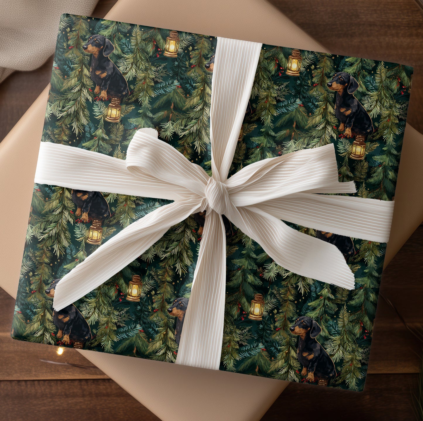 Dachshund's Winter Lantern Vigil