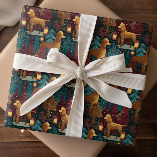 Festive Poodles Dancing Through Evergreens