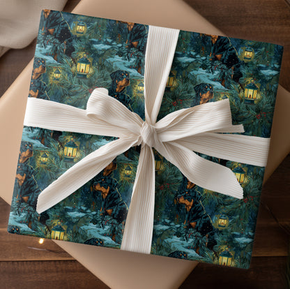 Rottweiler Guardians in a Woodland Winter