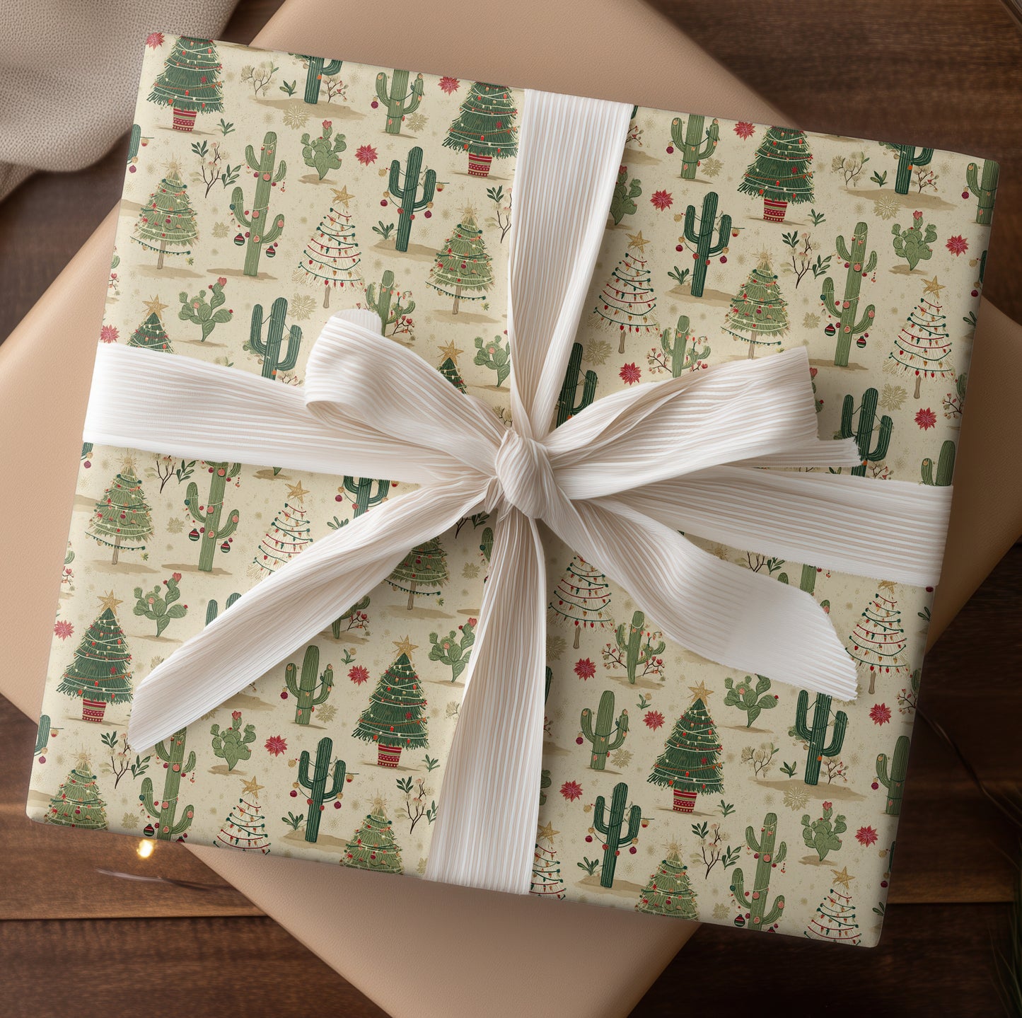 Festive Cacti Celebrate Desert Christmas