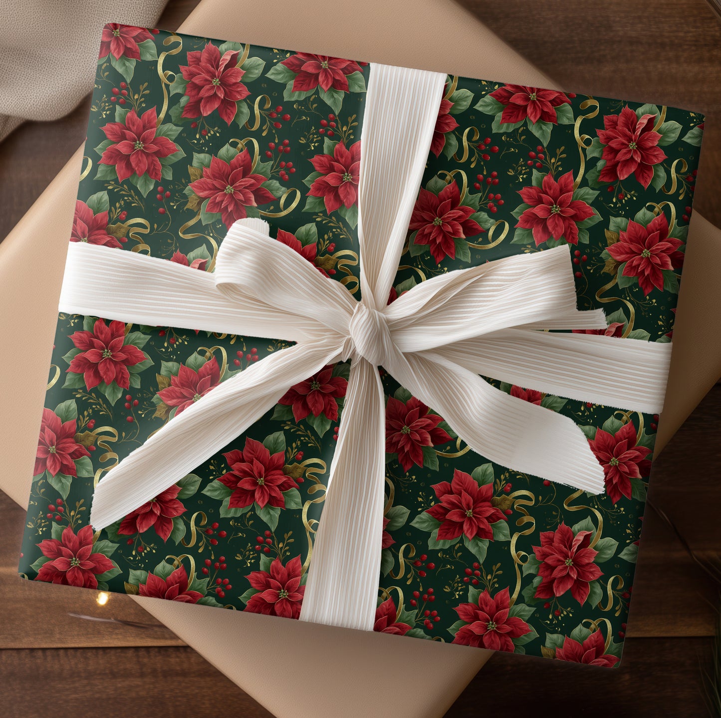 Crimson Blooms Dance Midnight Green