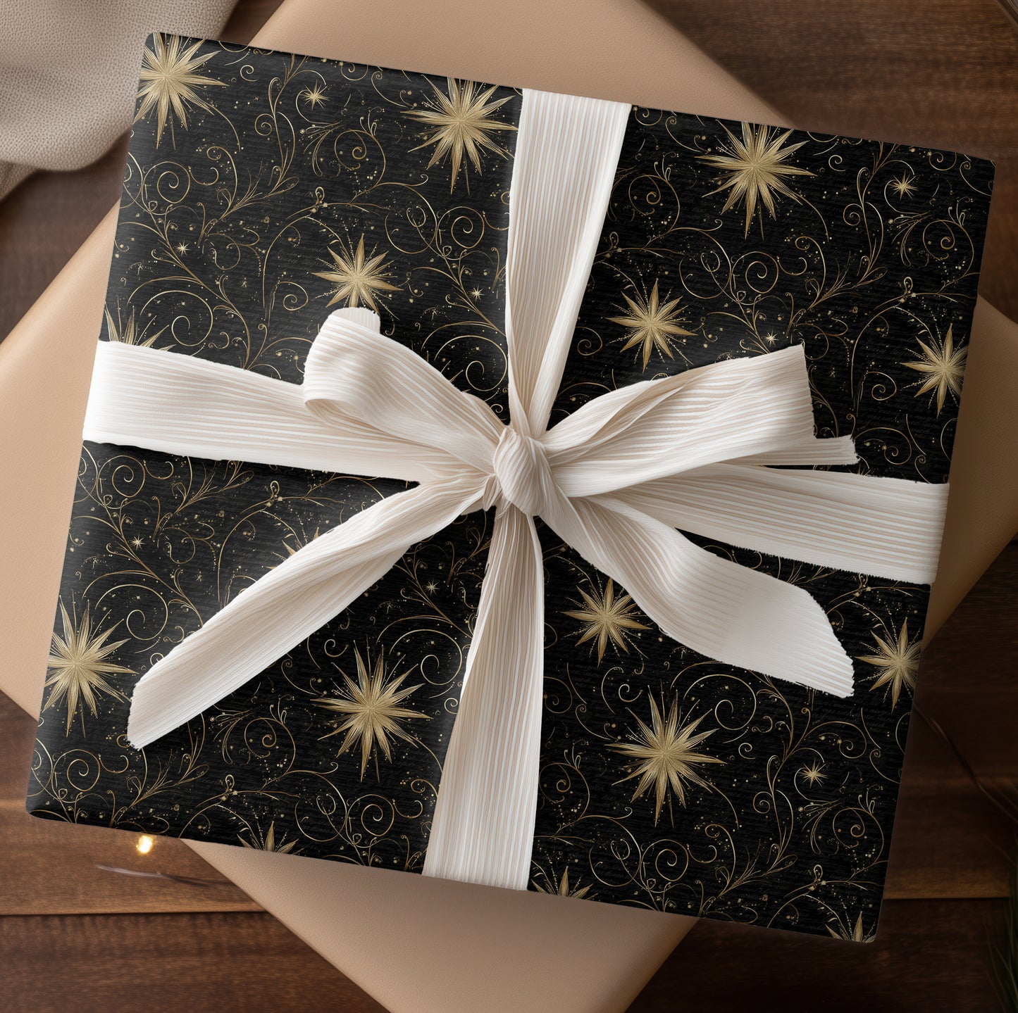 Golden Stardust Dances Midnight Waves